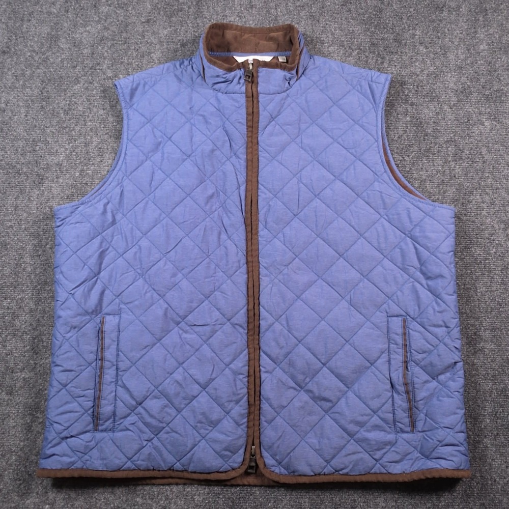 Peter Millar Essex Vest Mens XL Blue Quilted Fleece Lined Wind Proof Golf
